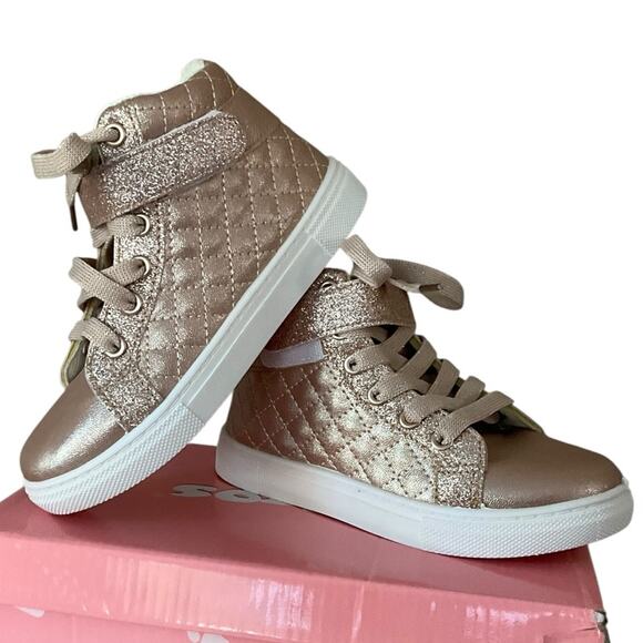 Osiitos Girl’s Stylish High-Top Sneakers Rose Gold Glitter Size 12 NWT - Picture 1 of 11